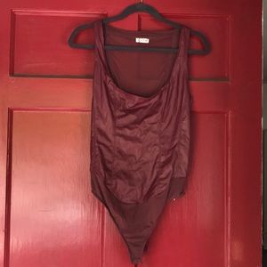 Free People mesh back faux leather bodysuit